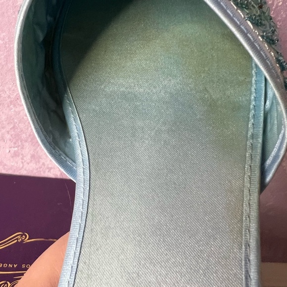 Blue and Green Embroidered Mules with Pointed Toe - Picture 8 of 10